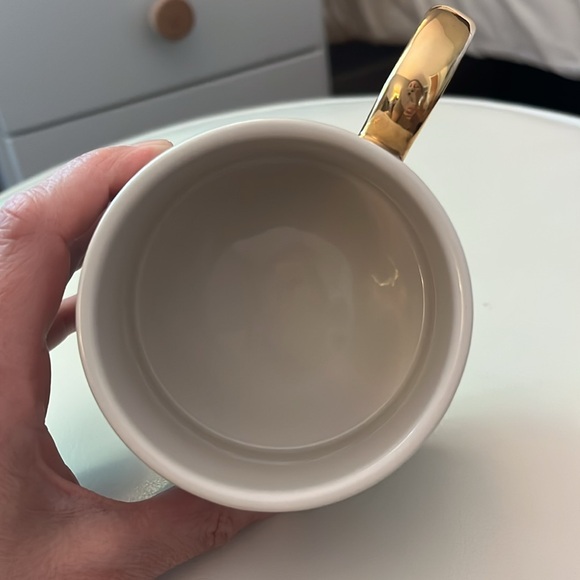 Anthropologie Blue Teal Drip Watercolor Night Sky Gold Ring Handle Mug - Picture 6 of 10